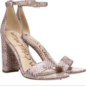 Sam Edelman Yaro Ankle Strap Sandal Size 10 Color Pale Pink Leather Snake Print